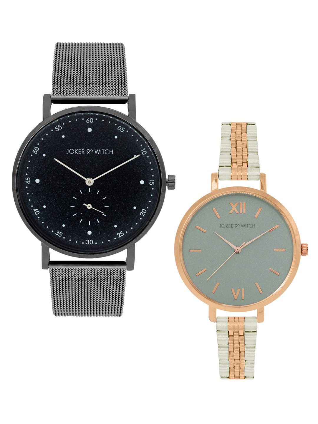 Joker & Witch Stainless Steel Louis & Jessica Couple Analog Watch Gift Set For Men And Women, Black Dial, Silver Band (B08WWLYZN2) Amazon Price History, Amazon Price Tracker