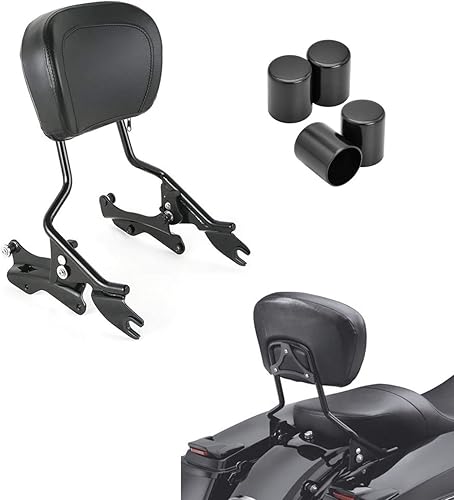 XMT-MOTO - Respaldo de barra desmontable con accesorios de acoplamiento de 4 puntos y kit de cubierta para Harley Davidson Touring Road Glide FLTRX XMT-MOTO - Respaldo de barra desmontable con accesorios de acoplamiento de 4 puntos y kit de cubierta para Harley Davidson Touring Road Glide FLTRX