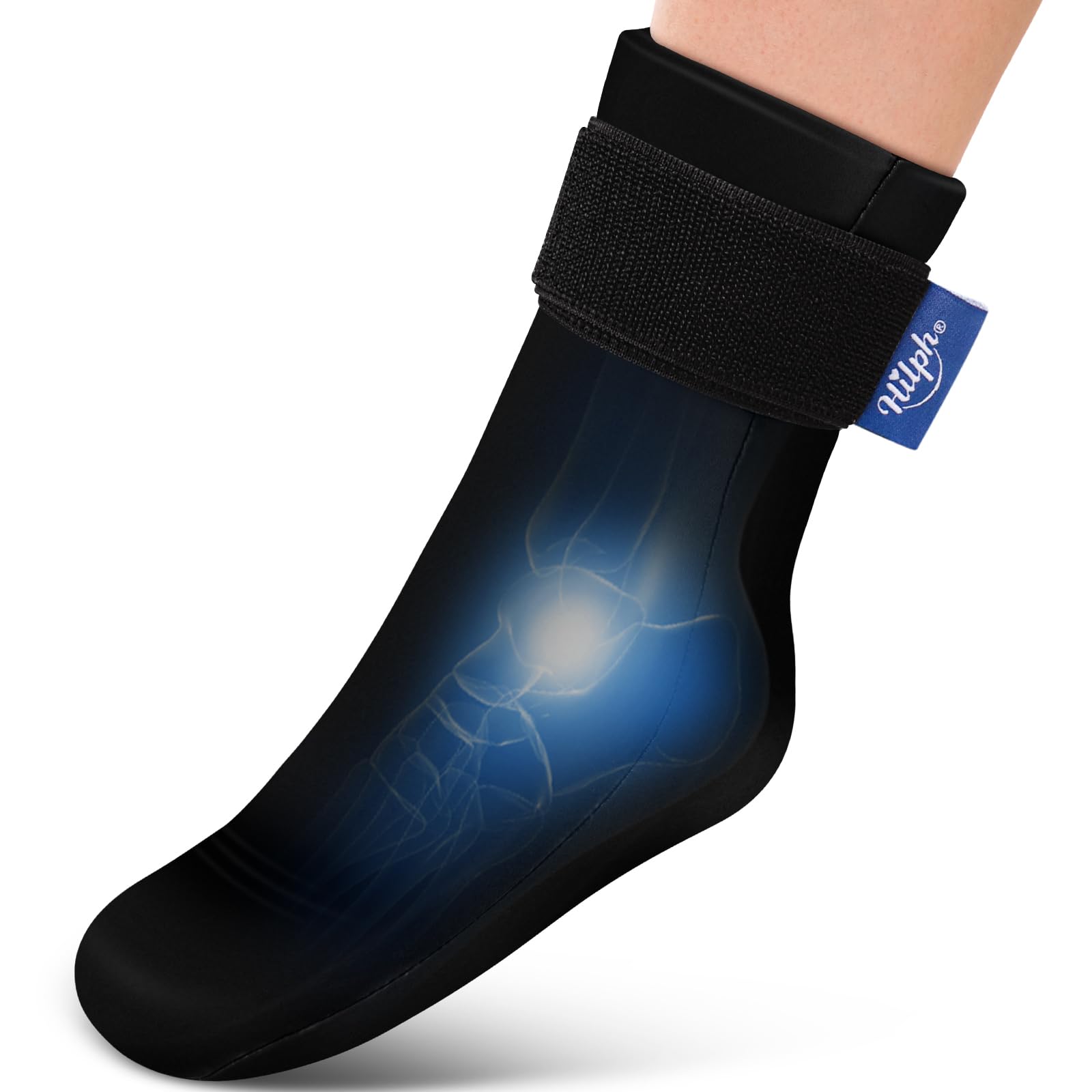 Hilph Full Foot Ice Pack Gel Sock for Hot & Cold Therapy - Flexible Cooling Sock for Toe Pain, Plantar Fasciitis & Hot Feet, Neuropathy, Chemotherapy, Postpartum Recovery, 1 Pack, Black
