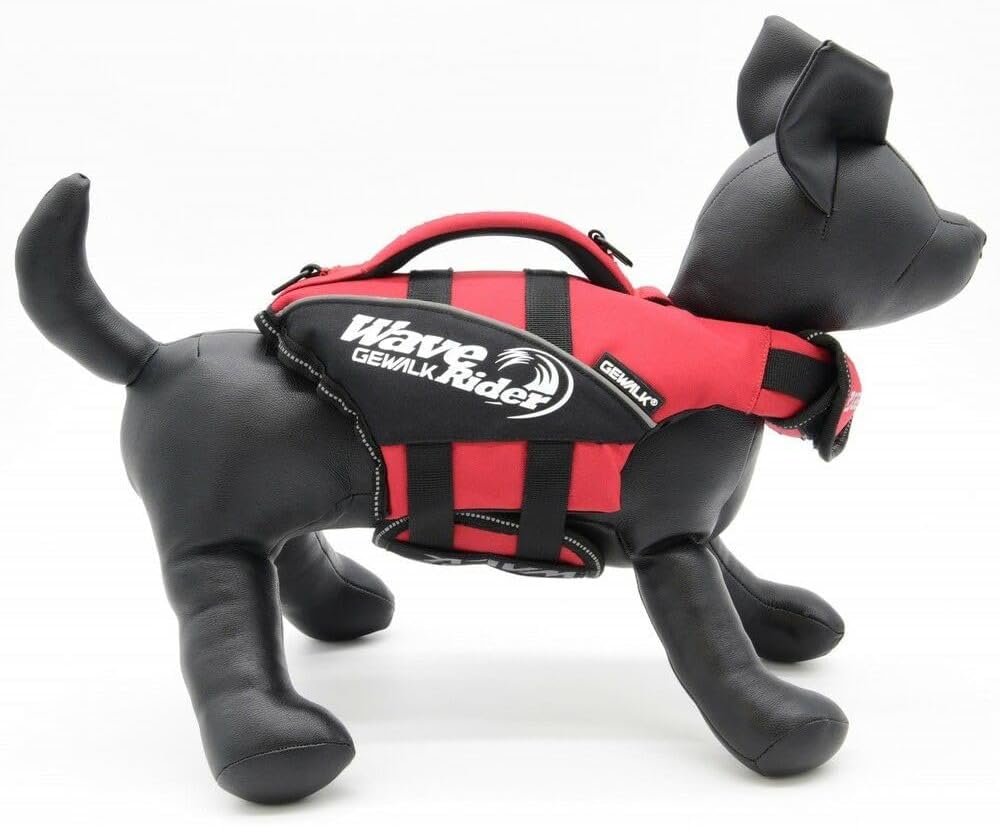 Dog Life Jacket LGE315 GW Wave Rider Eco High-Performance Floating Vest, Pet Safety Vest, (Red & Black, Large)