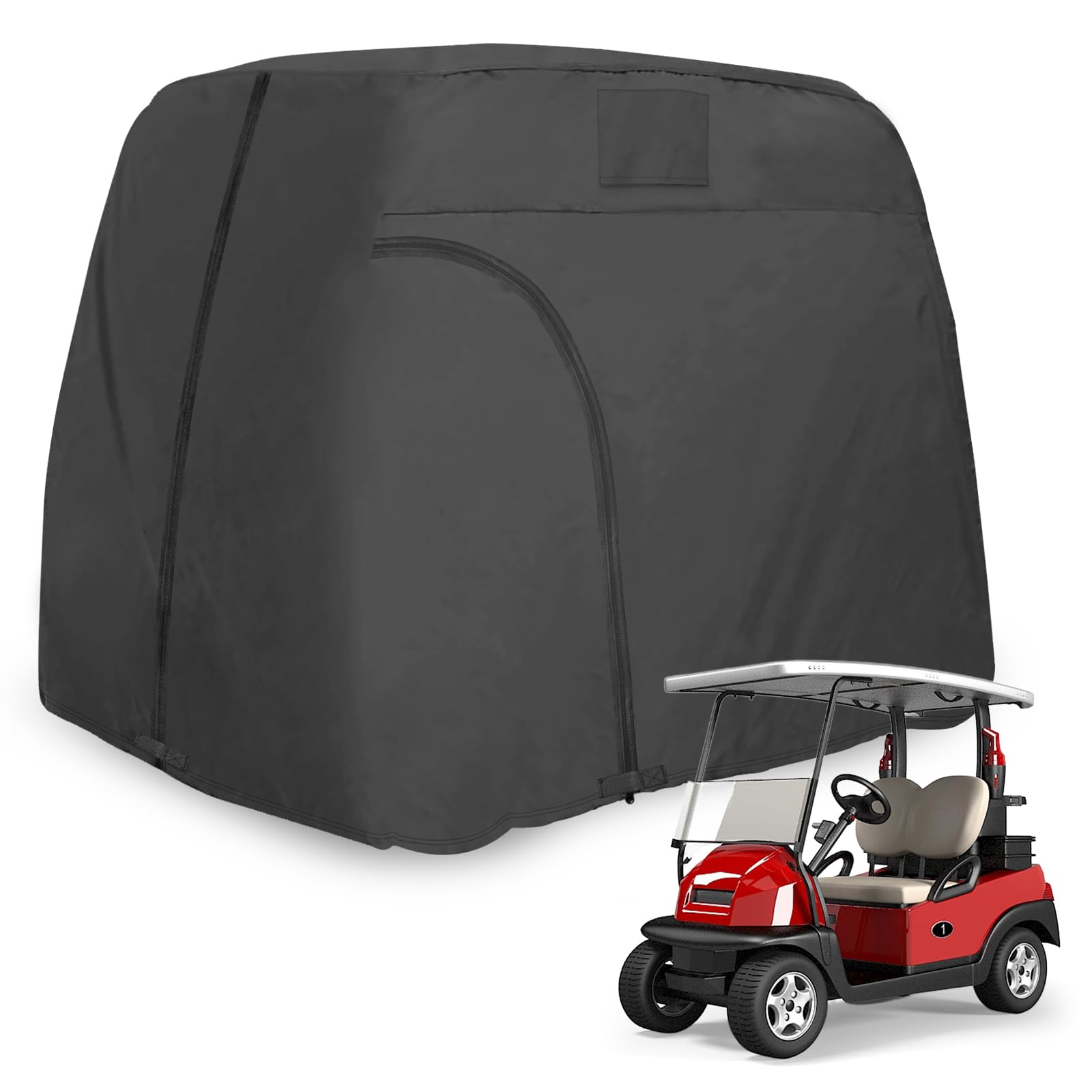 600D Golf Cart Cover, Waterproof Golf Cart Cover 2 Seat Outdoor Breathable Ventilation Protective Golf Cart Covers 94"L*48W*66"H, Black