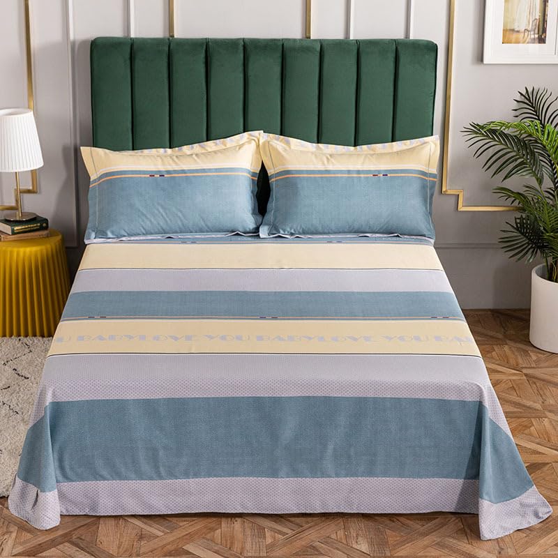 Sabanas Sábanas De Algodón Cepillado con Flores De Plantas, Cama Doble Gruesa, Edredón De Algodón Puro, Sábanas con, Flamenco, Azul, Cama De 2,0 M, De 270X245Cm