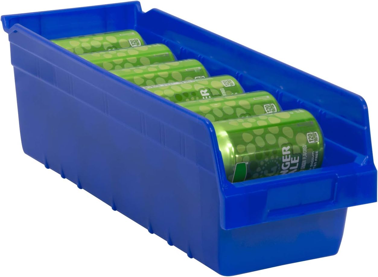 Akro-Mils 30098 ShelfMax Plastic Nesting Shelf Bin Box, 18-Inch Length x 6-Inch Width x 6-Inch Height, Case of 10, Blue