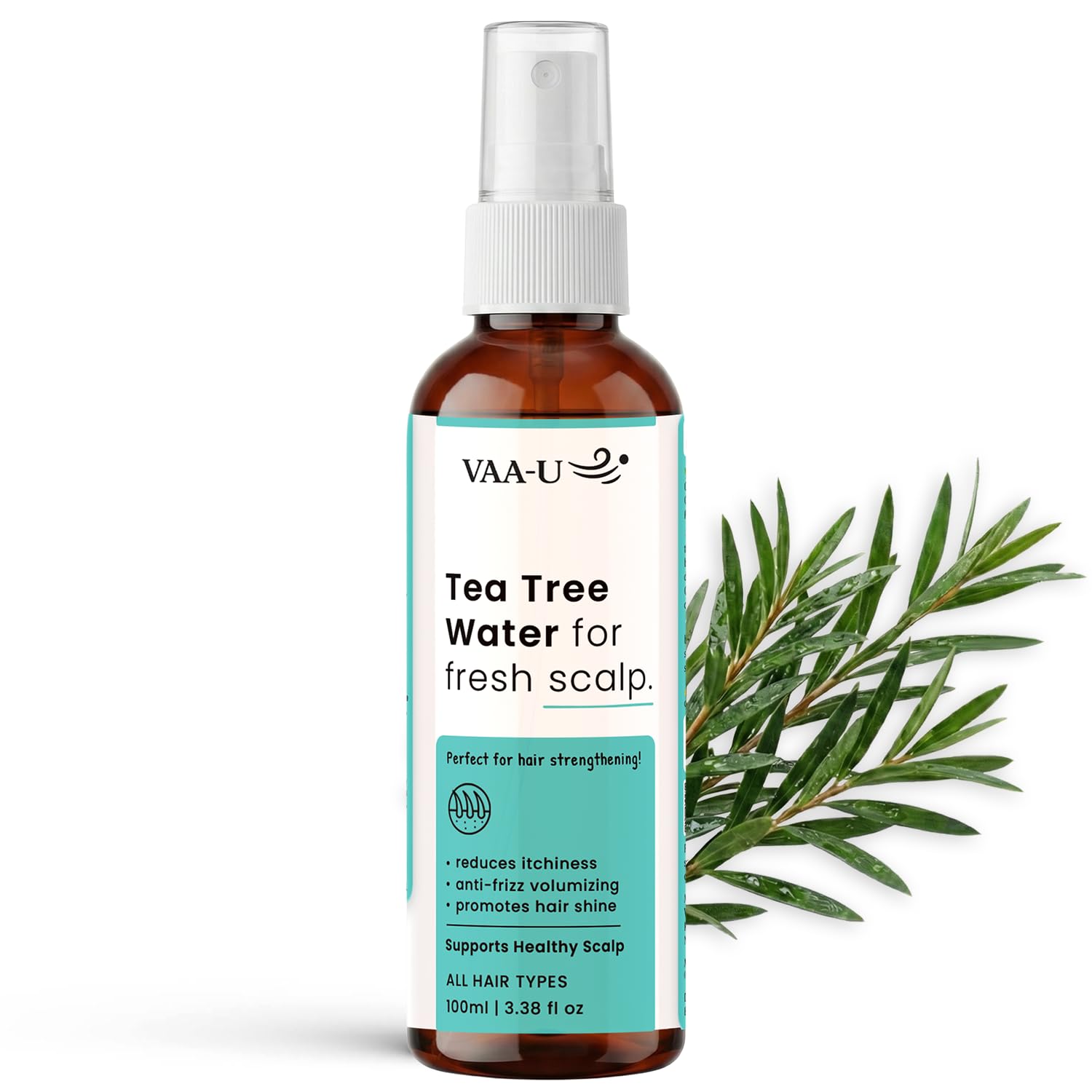 Tea Tree Water Hair Spray With 100% Natural Tea Tree Extract, Peppermint Extract & Glycerine | Helps in Nourishing Scalp, Reduce Dandruff, Conditioning & Shine | For Men & Women | 100ml