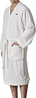 Lacoste Classic Pique Bathrobe - 100% Soft Cotton Terry, Unisex Absorbent Quick-Dry Robe, One Size Fits Most