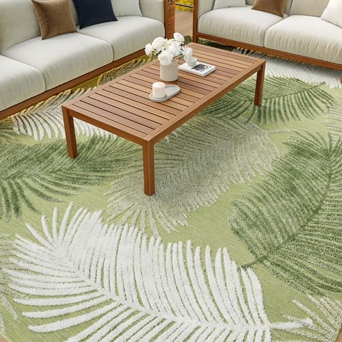 Tapete decorativo rectangular verde 9'x12' miniatura 2
