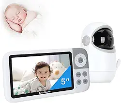 Babá Eletrônica com Monitor 5' HD, Baba Eletrônica sem Wi-Fi, Câmera com Visão Noturna e Áudio Bidirecional, Monitoramento com Zoom Digital, Ideal para Baby Monitor e Cuidados Infantis