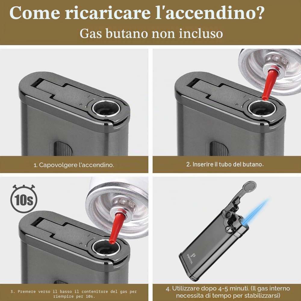 Confezione da 2 accendini a fiamma a getto singolo, antivento e ricaricabili, brand per barbecue, campeggio, attività all'aperto e candele, regali per lui e uomini