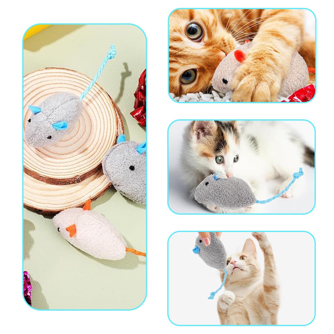 ZKGYUS 18 unidades de juguetes para gatos, ratones de juguete de hierba gatera, ratones de peluche con catnip, hierba gatera interactiva para gatos y gatitos
