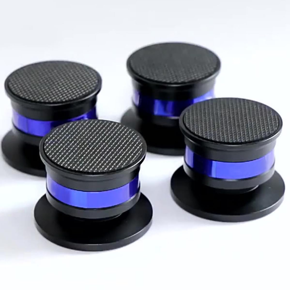 Almohadilla de Aislamiento para Altavoces 4 Piezas Negro | Aleación de Aluminio, Goma y Bronce, Capacidad 100kg por Juego, para Amplificadores y Dvd
