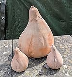 B-Ware ! 3er Set Feigen - Kürbisse aus Terracotta Terrakotta, 1 x groß 32 cm hoch, 2 x klein 14 cm hoch Herbstdeko Garten Obst Figur Landhaus Erntedankfest