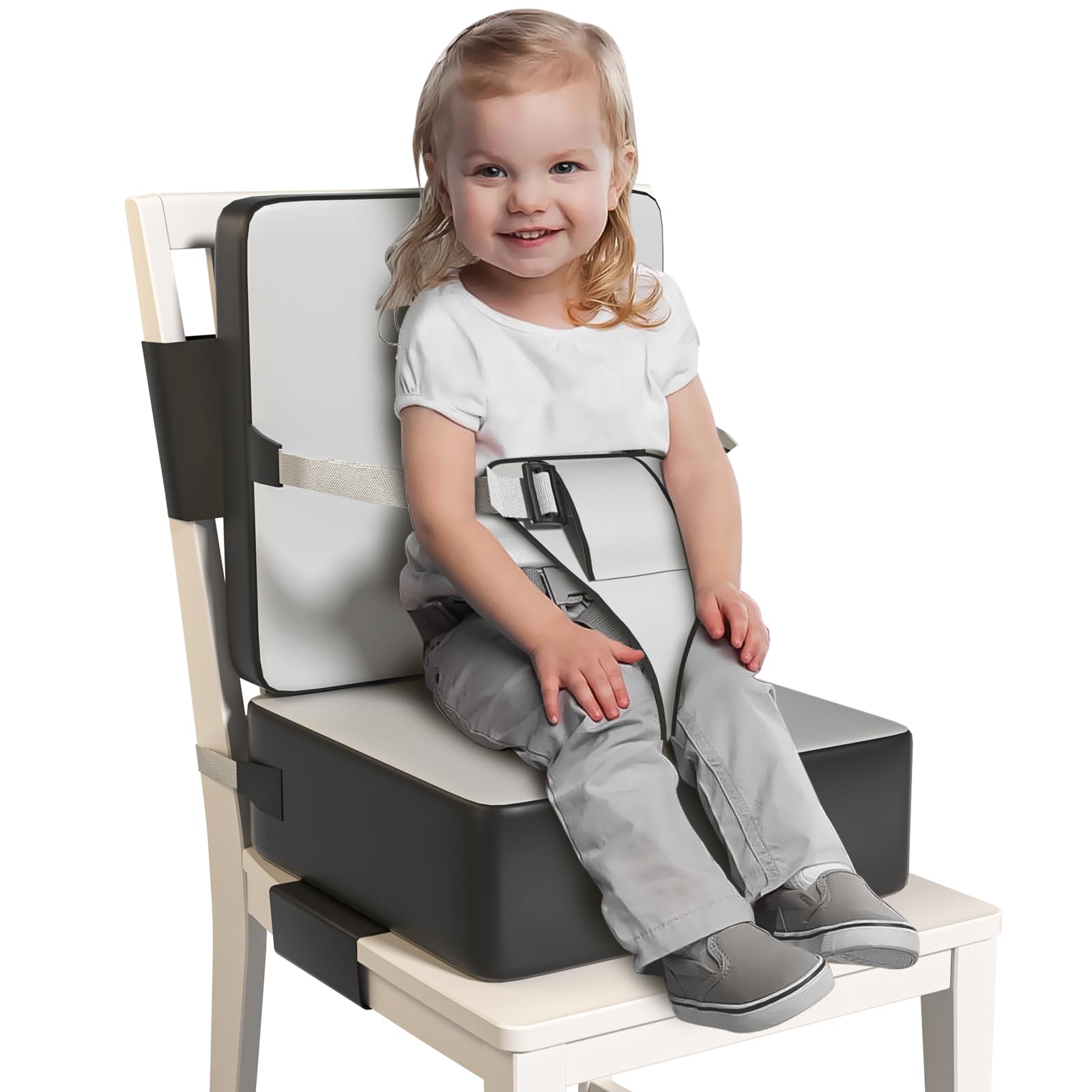 Booster Seat for Dining Table, Toddler Booster Seat for Dining Table with Safety Buckles, Anti-Scratch Easy Cleaning Kids Toddler Booster Seat for Table