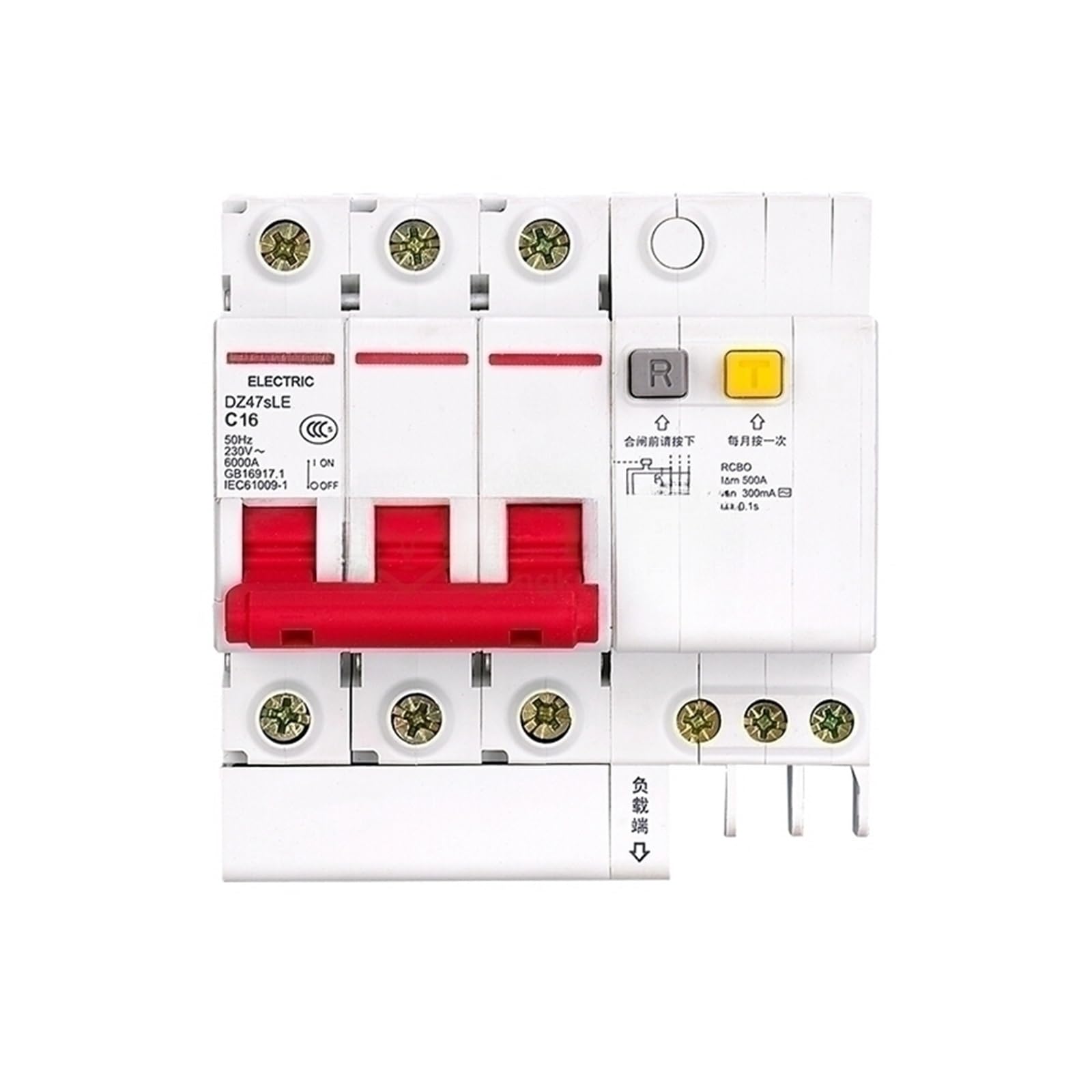 Disjoncteur de protection fuite DZ47sLE 3P D 63A tableau rail