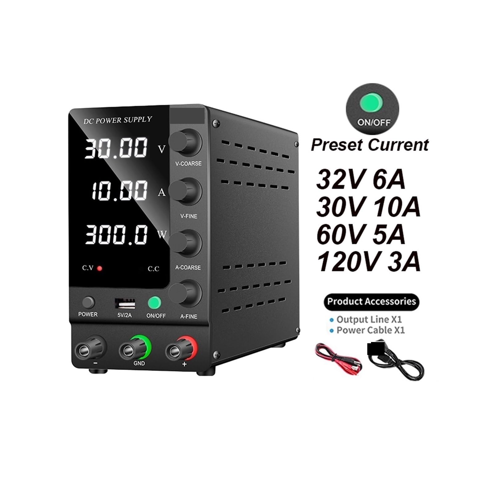Zasilacz prądu stałego, Regulowany Cyfrowy Zasilacz Laboratoryjny Regulator Napięcia 30 V 60 5A 120 3A Naprawa AC Na DC(32V6A SPS-C3206)
