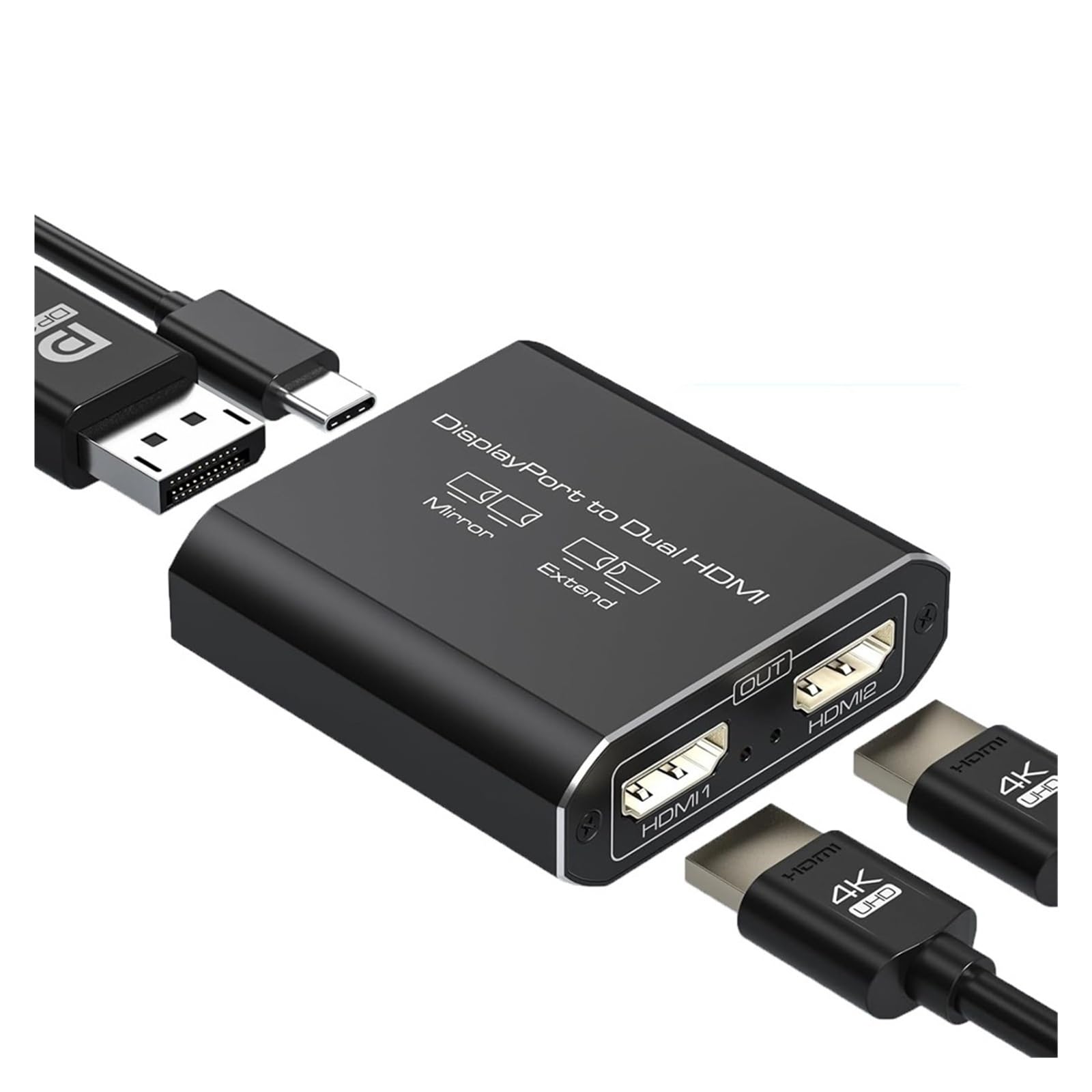 Navceker Displayport to Dual Adapter 4K 60Hz Mini DP to Splitter 1 In 2 Out MST Extended Mode for Computer Laptop PC