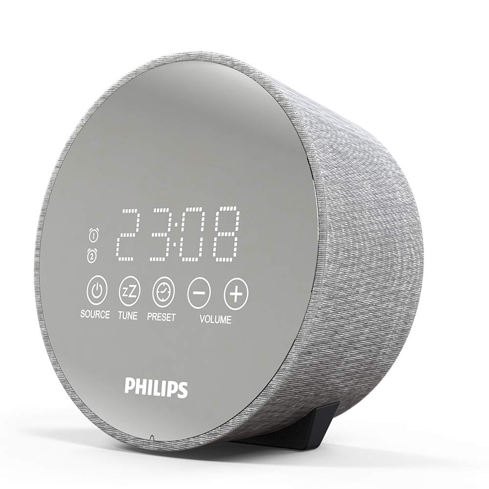 Philips Audio Réveil Radio Numérique Dr402/12 (Minuterie de Veille, Chargement USB, 2 Fonctions d'Alarme)
