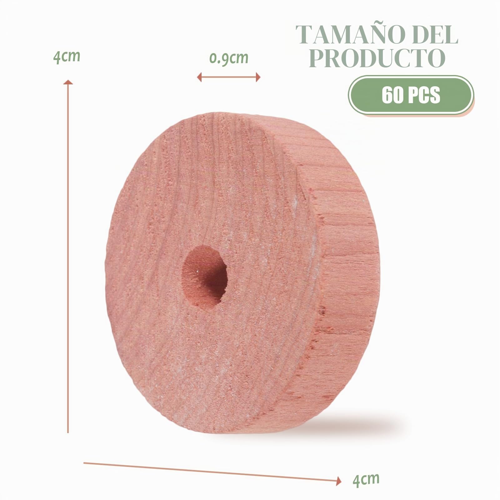 JAMATA Anillos de Cedro Antipolillas Natural 60 Piezas, Cedro Rojo Aromático 100% Orgánico para Armarios, Perchas y Cajones, Protección Duradera y Ecológica contra Polillas y Humedad,anti mites