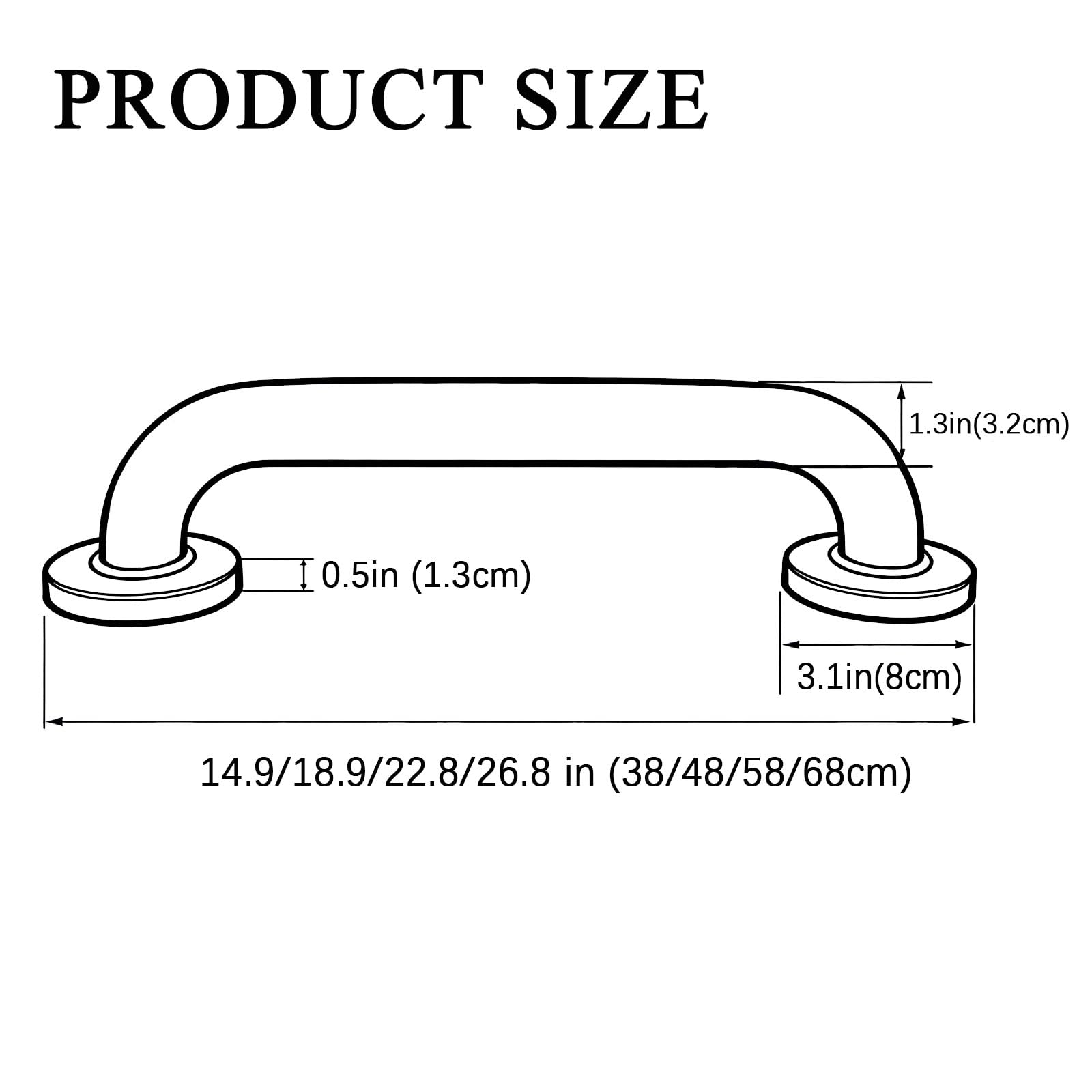 Barras de agarre de ducha, pasamanos de acero inoxidable para baño, soporta 500 libras, diseño de tornillo oculto para mayor seguridad, ideal para ancianos, discapacitados, asistencia de lesiones