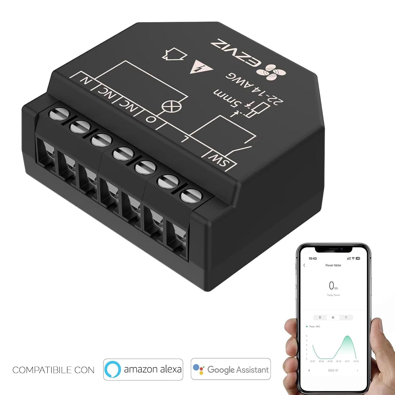Mini rele installations domotiques interrupteur 1 CH canal SMART WiFi contrôle lumières surveillance consommation compatible APP compatible avec Alexa et Google
