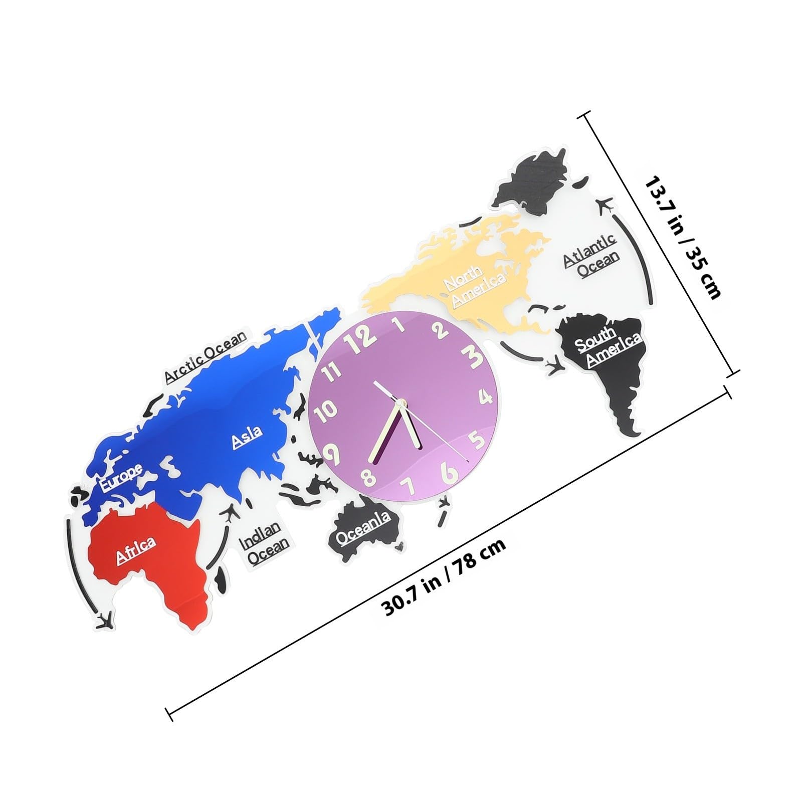 Reloj de Pared Mapa del Mundo de Acrílico para Sala