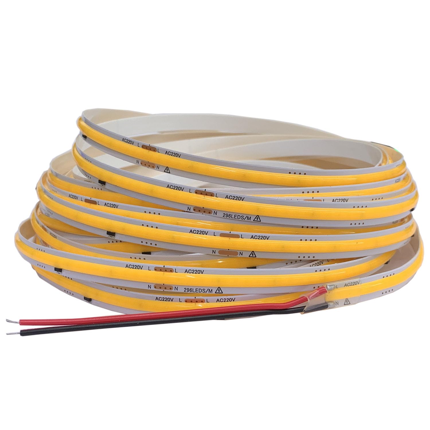 TOPXCDZ 220V COB LED Strip Light Flexible Tape Lights Smart IC Keine Notwendigkeit Treiber Hochhelle 296 LEDs Lineare Beleuchtung RA90 Warm Weiß Weiß (3000K-Warm White, 2M)