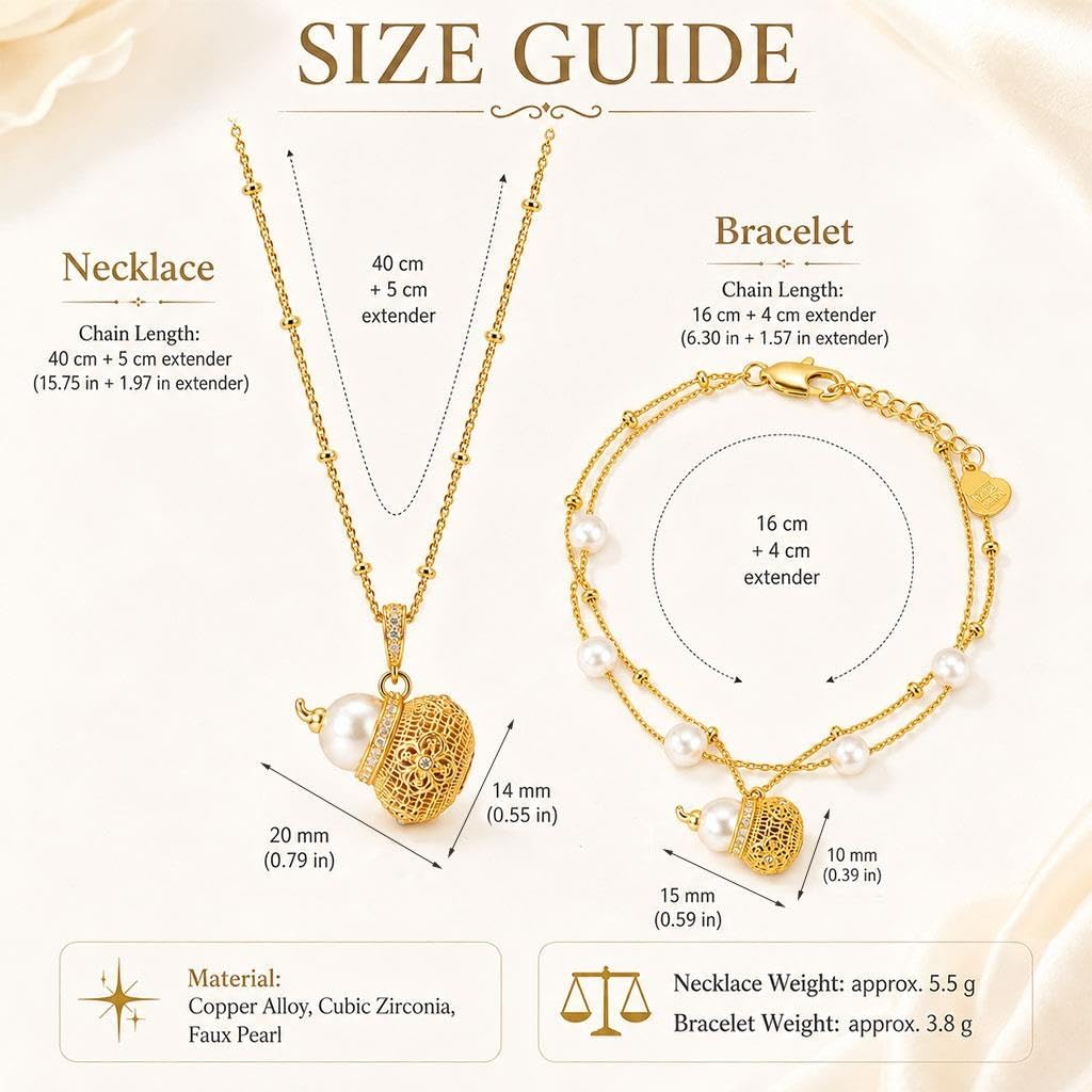Set Gioielli Zucca Portafortuna Per Donna, Con Collana E Bracciale