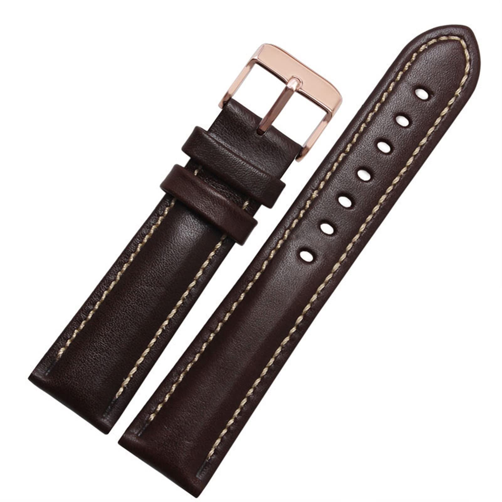 Bracelet de montre classique CZKE marron or rose 21mm pour montre en cuir