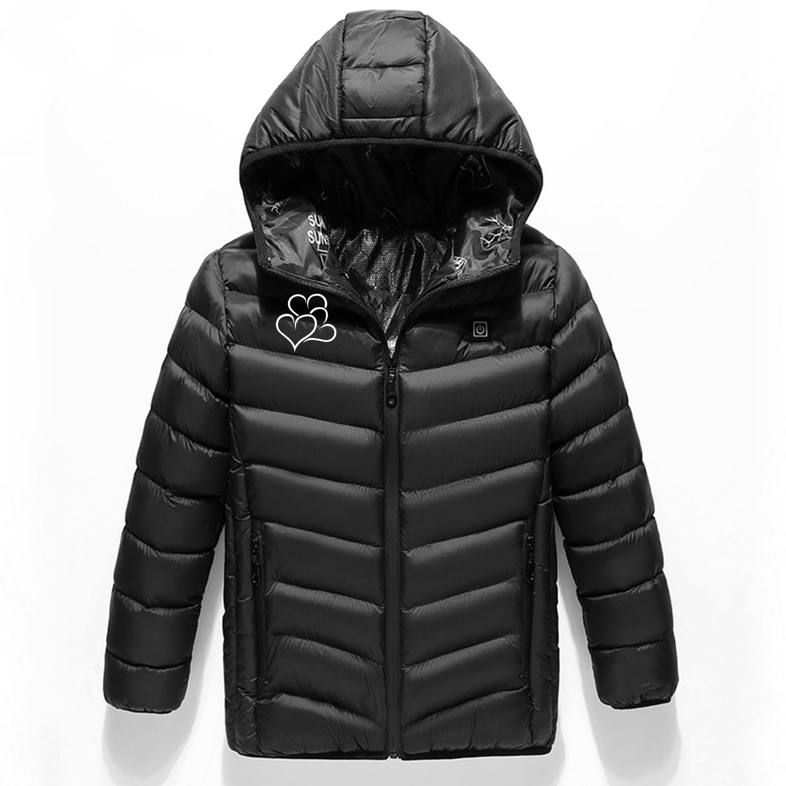 2024 Manteau Doudoune Chauffant Enfants Veste Chauffant Electrique Garçons Filles USB avec 3 Zones de Chauffage Manches Longues Veste Chauffante Doudoune imprimé Vêtements Chauffants Lavable