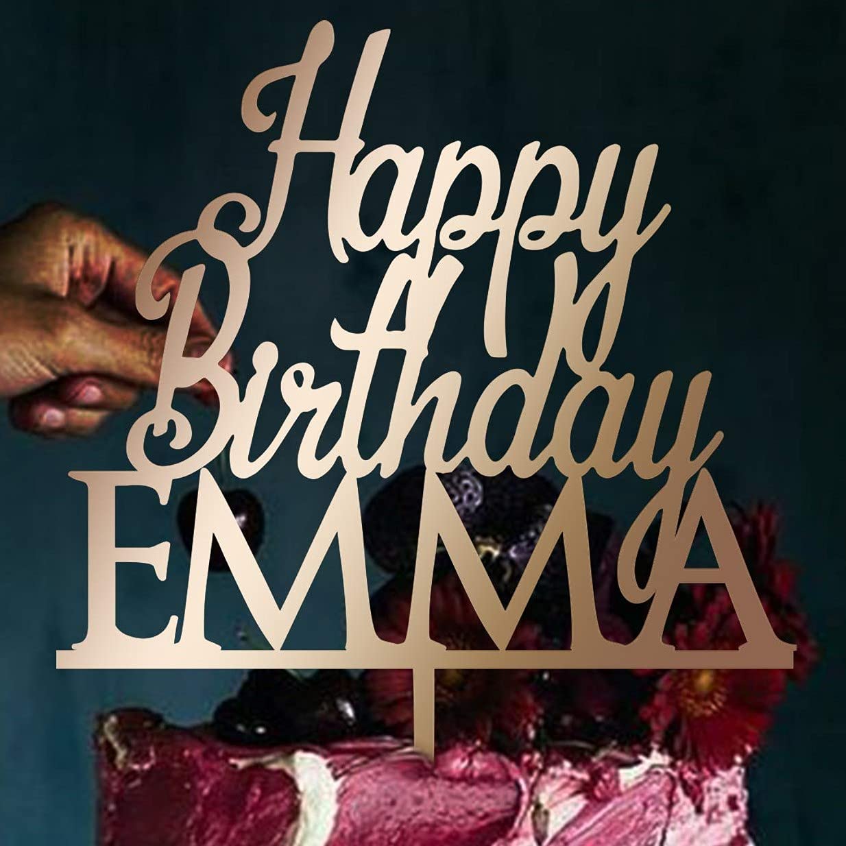 One Cake Topper, Happy Birthday Cake Topper, Baby Shower Cake Topper, First Birthday Cake Topper, 21st Cake Topper, Personalized (Style 3, Wood)