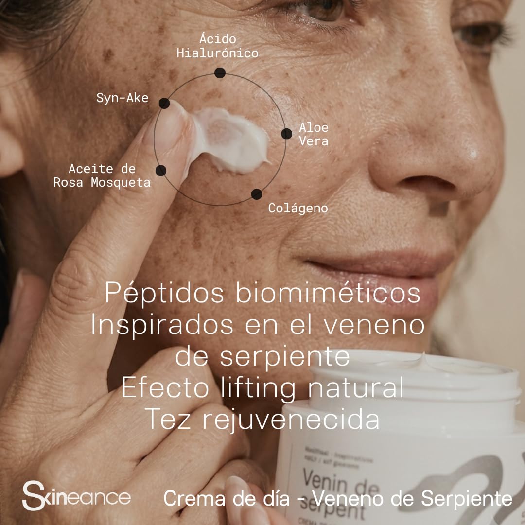 SKINEANCE - Set de crema de veneno de serpiente de 2 - Número 1 en Francia en la telecompra - Ingredientes activos anti-edad - Reduce las arrugas de expresión, la piel rugosa, y las ojeras
