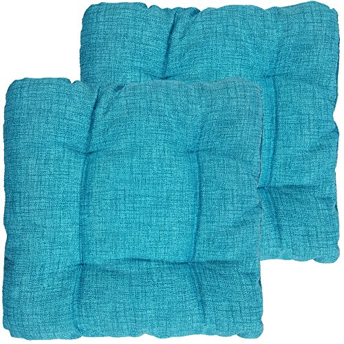 PROHEIM Set x2 Galettes de Chaise Outdoor 40 x 40 x 8 cm de Douilletes et capitonées galettes de Chaise résistantes à la saleté et à l'eau, aptes pour intérieures etextérieures, Couleur:Turquoise