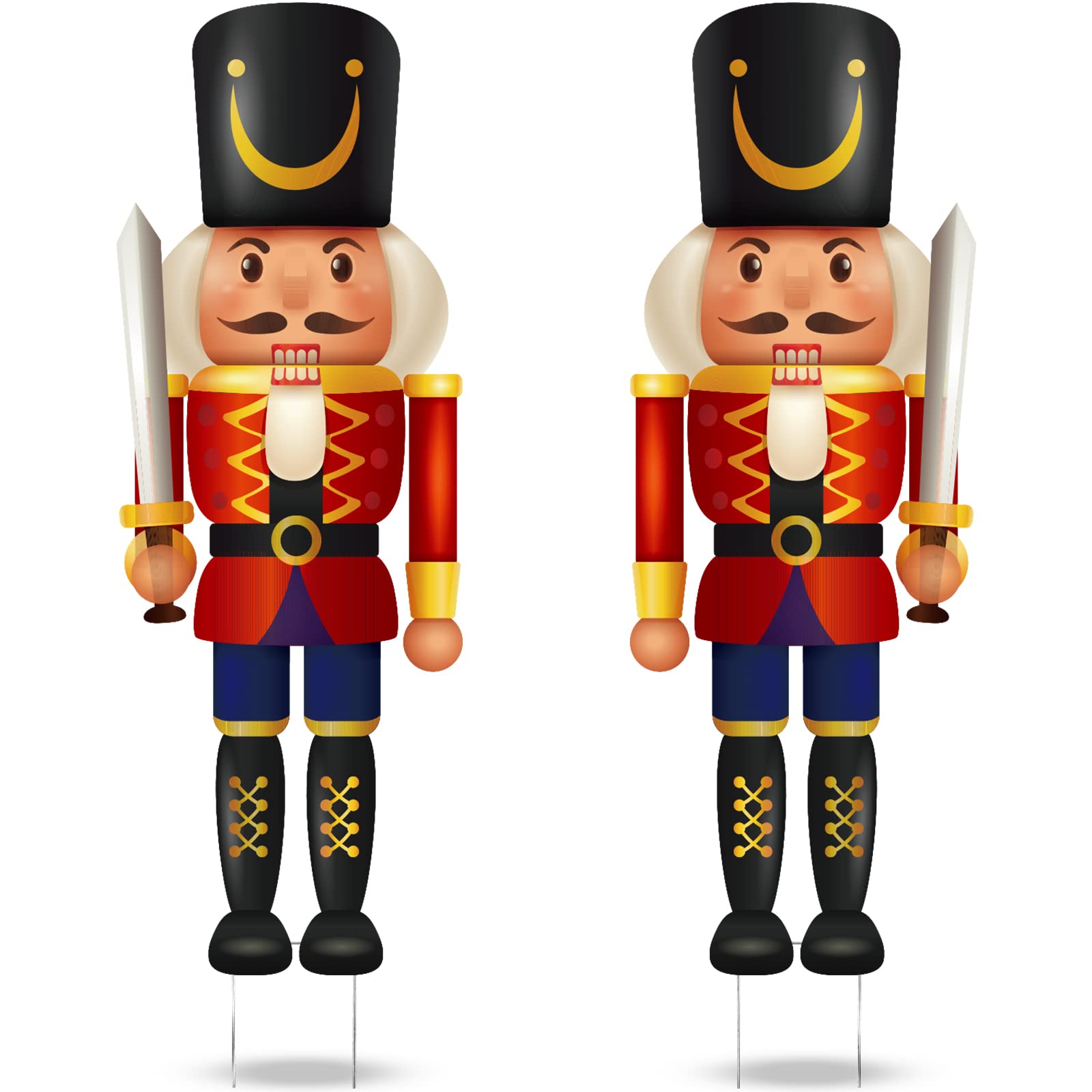 Sawysine 2 Pack 37 Inch Nutcracker Yard Decorations Christmas Outdoor Nutcracker Decoration Xmas Lawn Garden Sign with Stakes Door Porch Pathway Decor for Winter Holiday Party