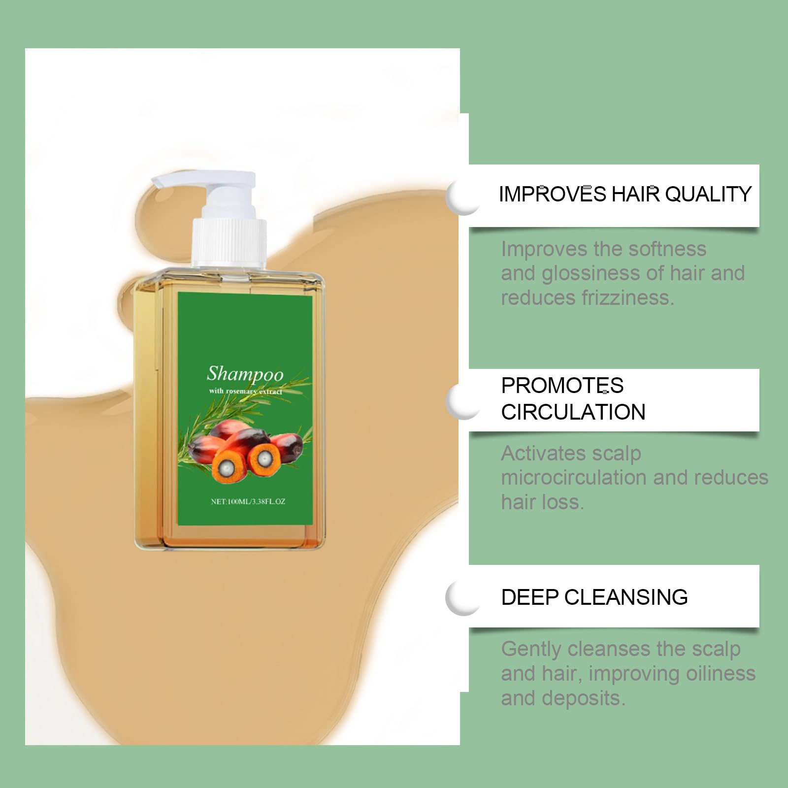 Shampoo all'olio di batana con estratto di rosmarino – Shampoo al rosmarino e olio di batana – Shampoo naturale all'olio di batana con rosmarino per la cura dei capelli, riduce la rottu (8 bottiglie)