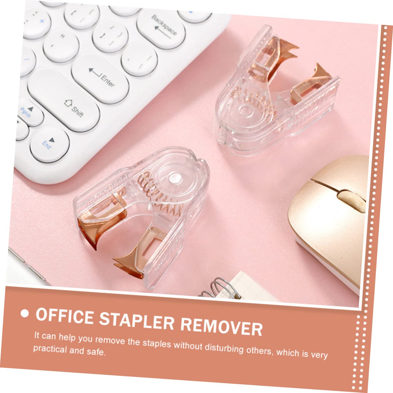 Lurrose 10 Pezzi Di Base Ufficio in Oro Rosa Levapunti Piatto Strumento Estrattore Di Punti Metallici Strumenti Per Tappeti Strumento Per La Rimozione Dei Punti Metallici Plastica
