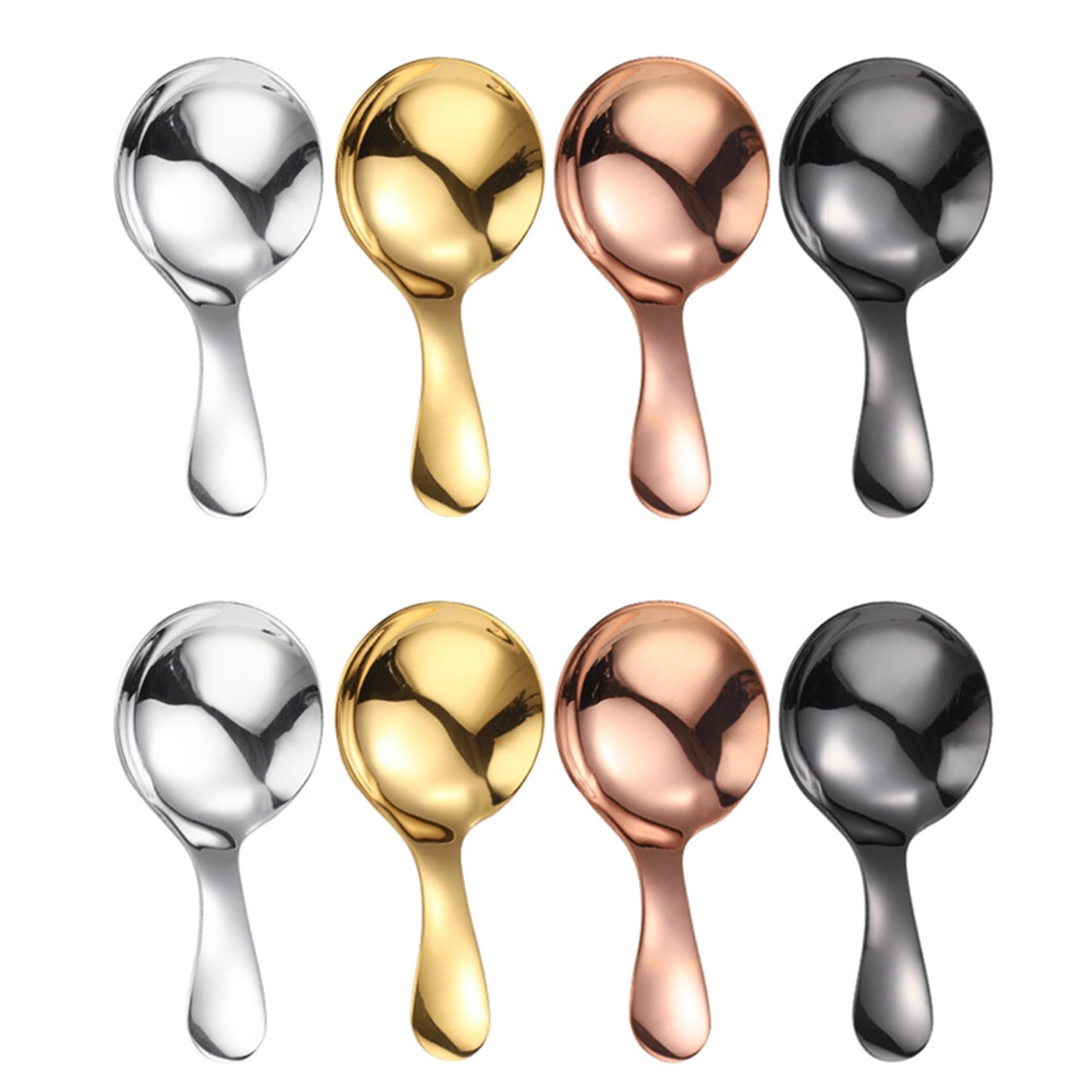 Hndhbfgrt Small Scoops for Canisters,Total of 8 Pcs Short Handle Spoons for Salt Sugar Condiments Coffee Tea Dessert