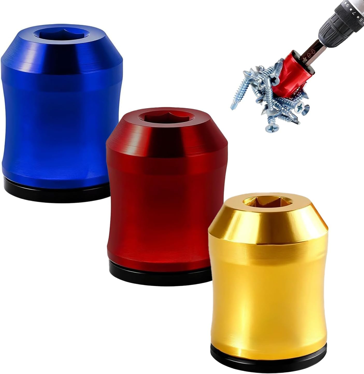 3Pcs Screwdriver Head Magnetic Ring, Screwdriver Head Magnetic Ring, Removable Magne-tic Screwdriver Drill Bit Holder, quantum grip magnetic screw ring for Hex Screwdrivers and Power Bits