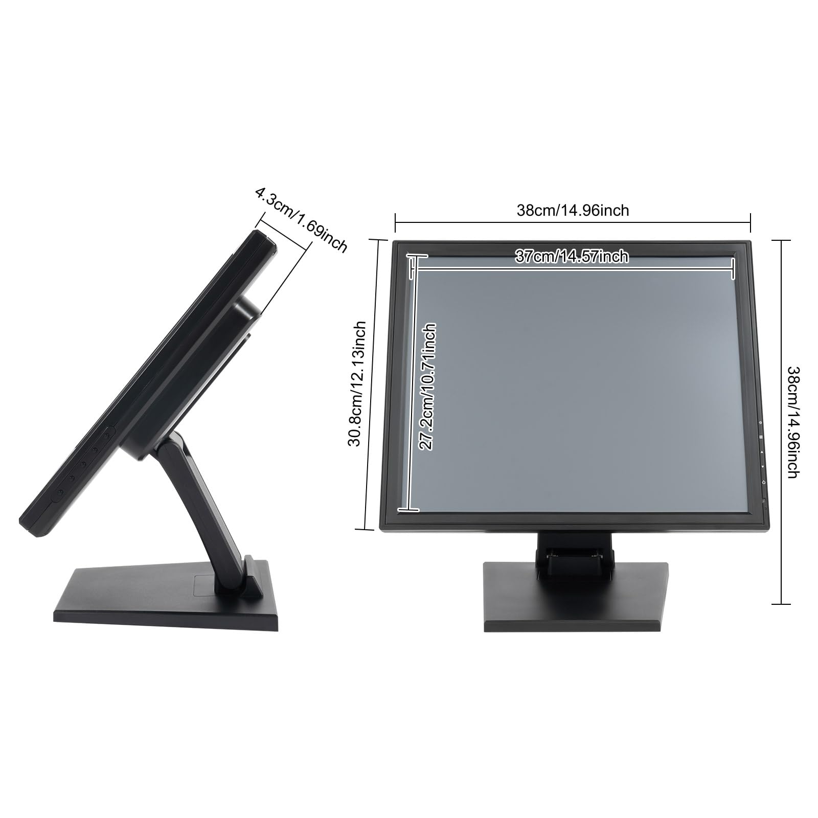Monitor portátil, pantalla táctil, pantalla táctil de 17 pulgadas, resolución de 1280 x 1024, resistente de 4 cables, conexión USB/VGA, para POS/cajero/gastronomía, incluye lápiz y cable de