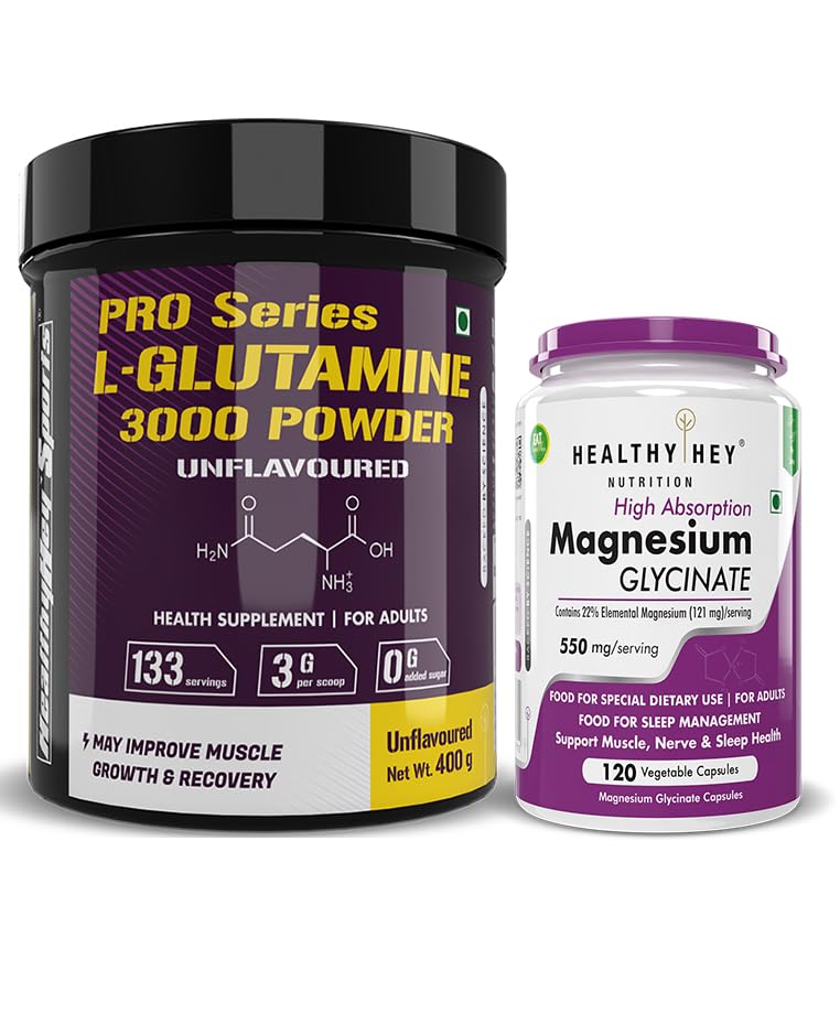 Glutamine Powder 400g & Magnesium Glycinate 120 capsules