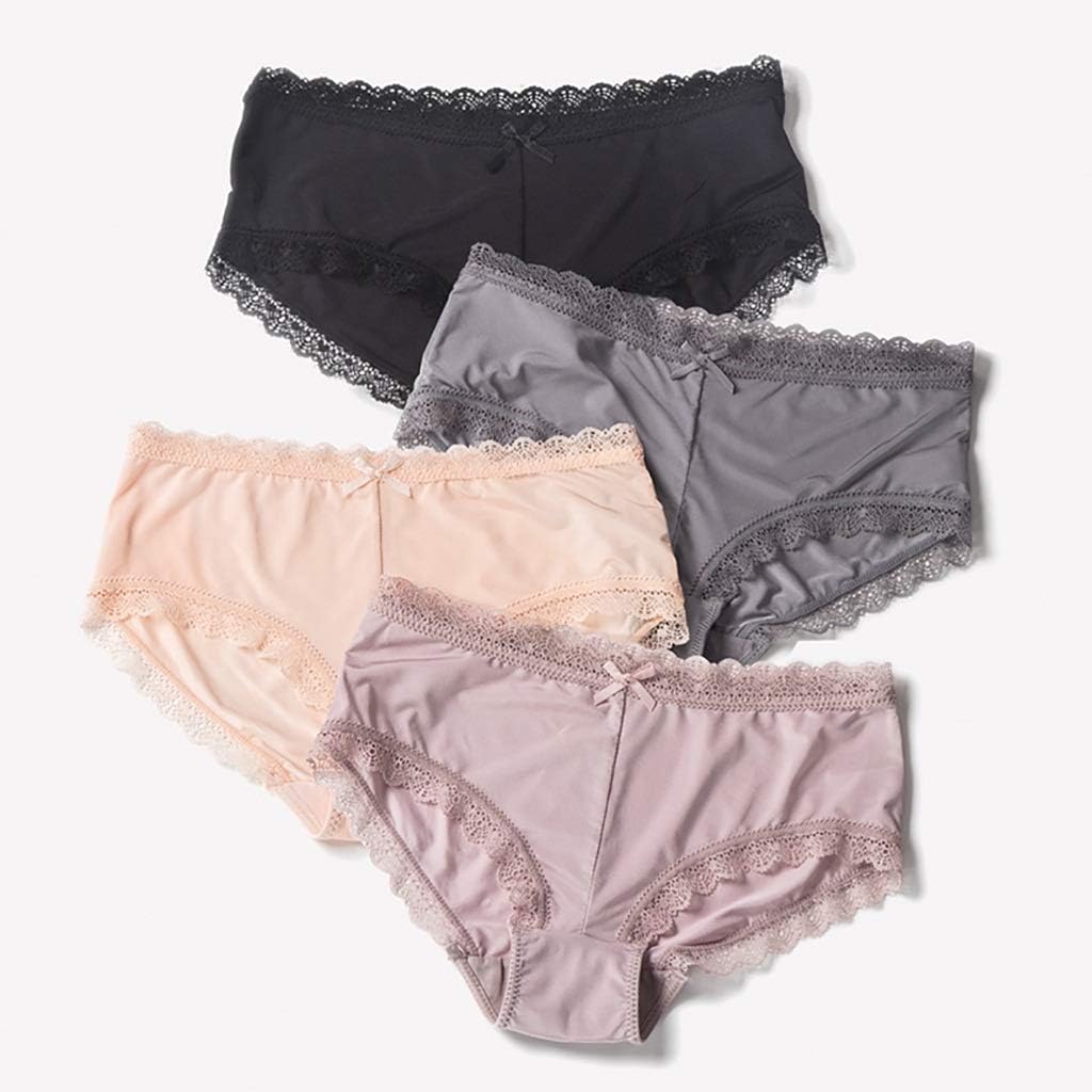 DIoFent Mutande Bikini Slip Merletto delle Signore di qualità del Pannello Riassunti Sexy Vita Alta Mutandoni Hipster Intima, Confezione da 4 (Color : C, Size : Medium)