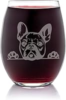 Vista 2 de French Bulldog Peeking Paws - Copa de vino sin tallo, regalo para perros y cachorros, 1 copa