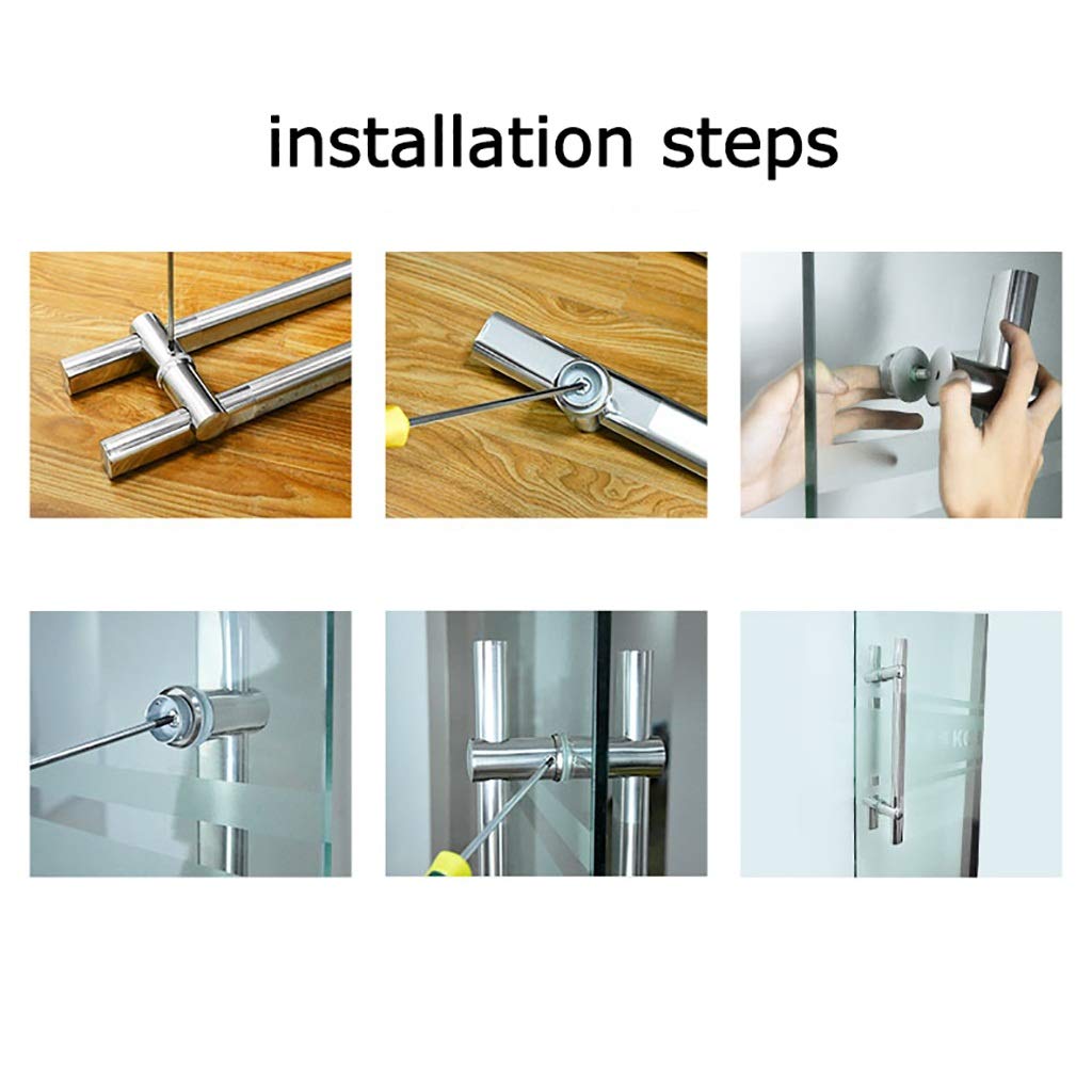 Manilla para Puerta de Cristal, Manilla Comercial de Tubo Plano de Acero Inoxidable Cepillado de Alta Resistencia para Puertas de Empuje y tracción/Manilla para Puerta de Madera, 3