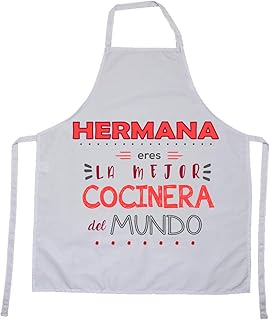 Kembilove Tablier de cuisine pour homme – Tablier de cuisine pour famille avec messages originaux – Sœur Eres la meilleure cuisine du monde – Tablier pour femme – Cadeaux personnalisés