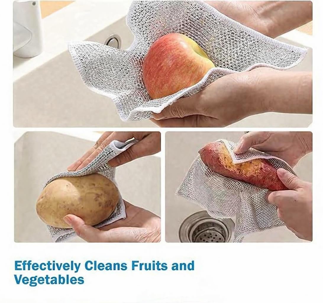 12 trapos de alambre multiusos para lavar platos, paños de limpieza de platos de alambre antiarañazos para húmedo y seco, estropajo de acero reutilizable para cocina, potente trapo de cocina