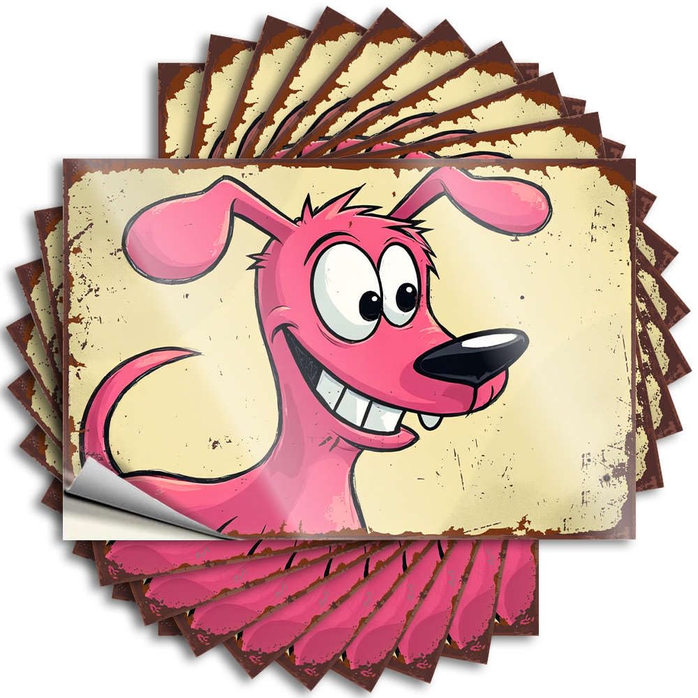 Sticker Bedroom Decorations | Small Helmet A Cheerful Pink Dog with Big Ears and A Wagging Tail for Layered(12X18CM)