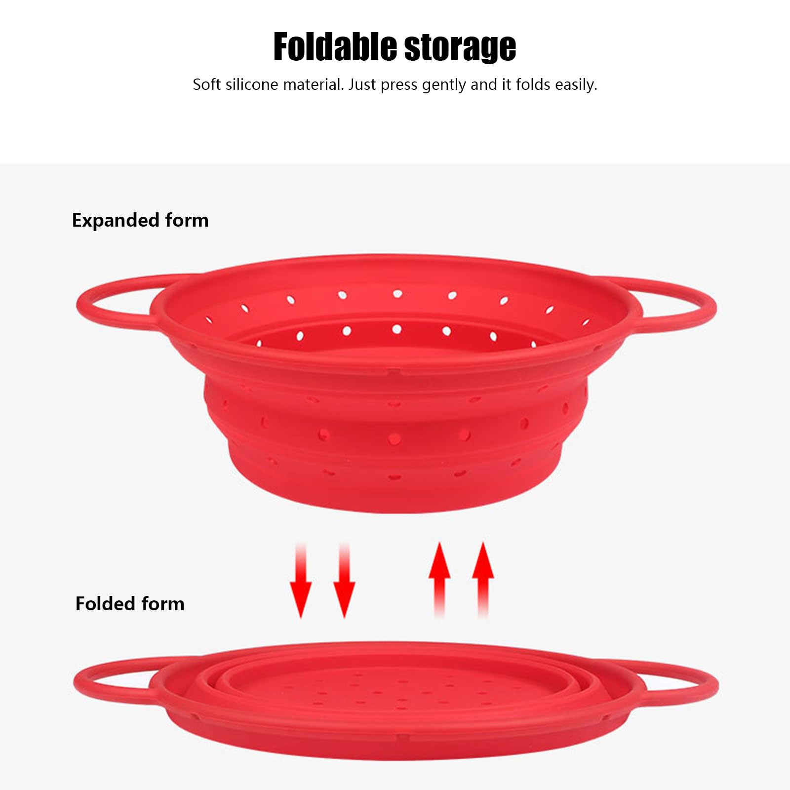 3 coladores plegables de silicona de grado alimenticio, seguros para uso en la cocina, para un fácil almacenamiento, colador de camping