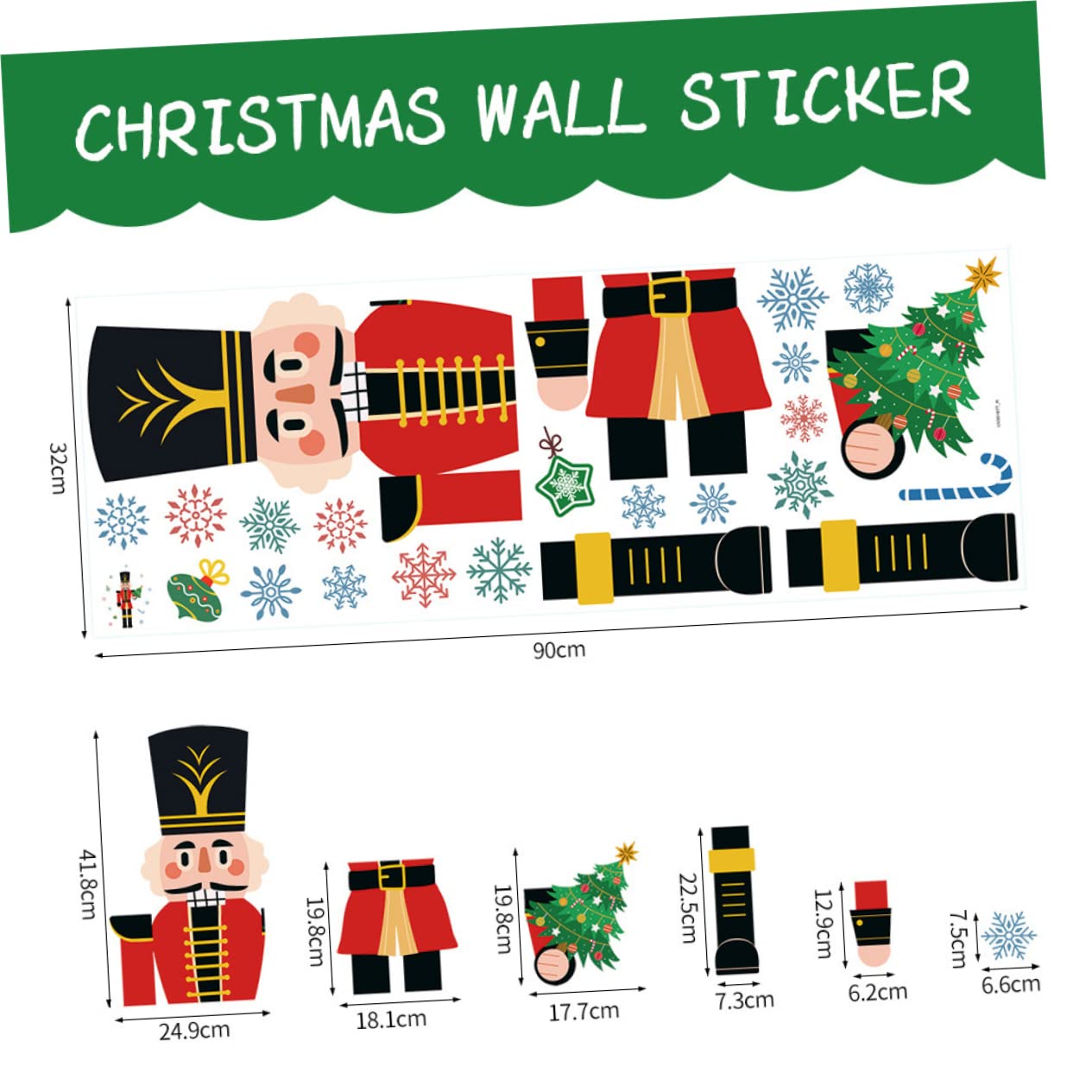 STOBAZA 4stücke Weihnachtlicher Wandaufkleber Selbstklebende Nutcracker Schneeflocken Fensterdekoration Für Weihnachten Einfach Anzubringen Für Glatte Oberflächen Partydeko
