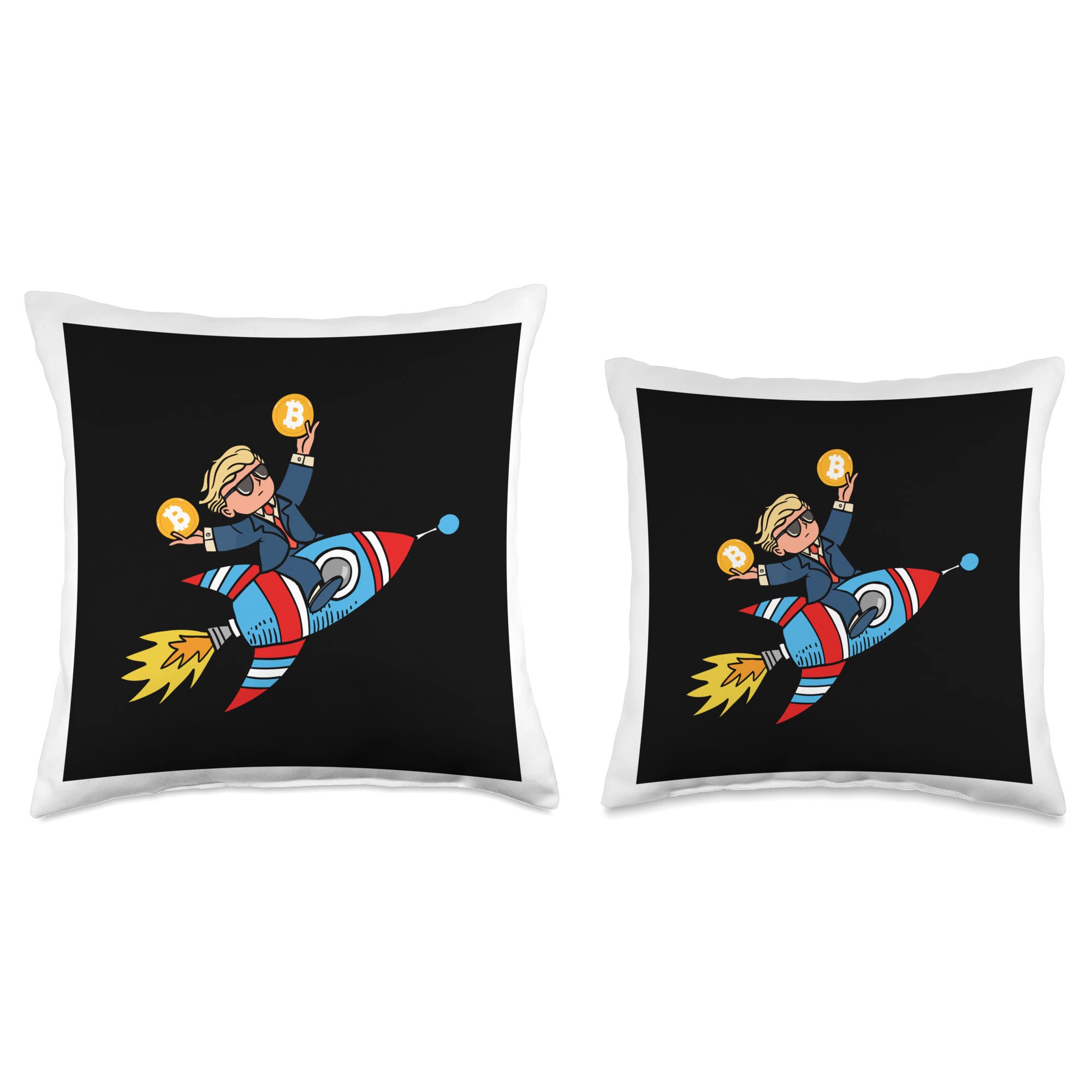 Amazon.com: Rocket Trump Holding Bitcoin Crypto Apparel Rocket Trump  Holding Bitcoin Cryptocurrency Hodler Throw Pillow, 16x16, Multicolor :  Home & Kitchen