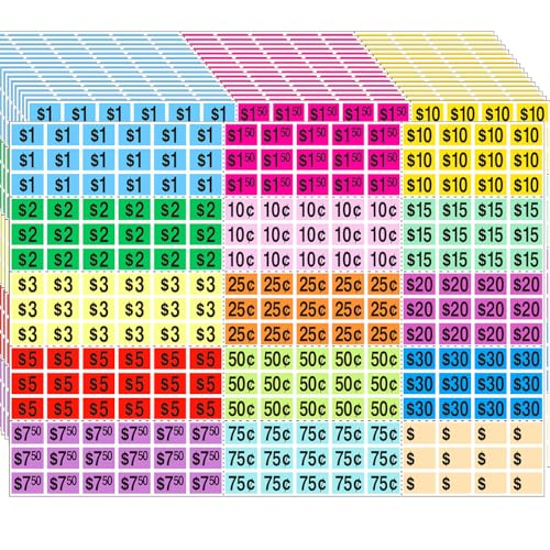 Autocollants de prix rectangulaires YSHIHE pour garage et vente au détail de 1,27 x 1,9 cm