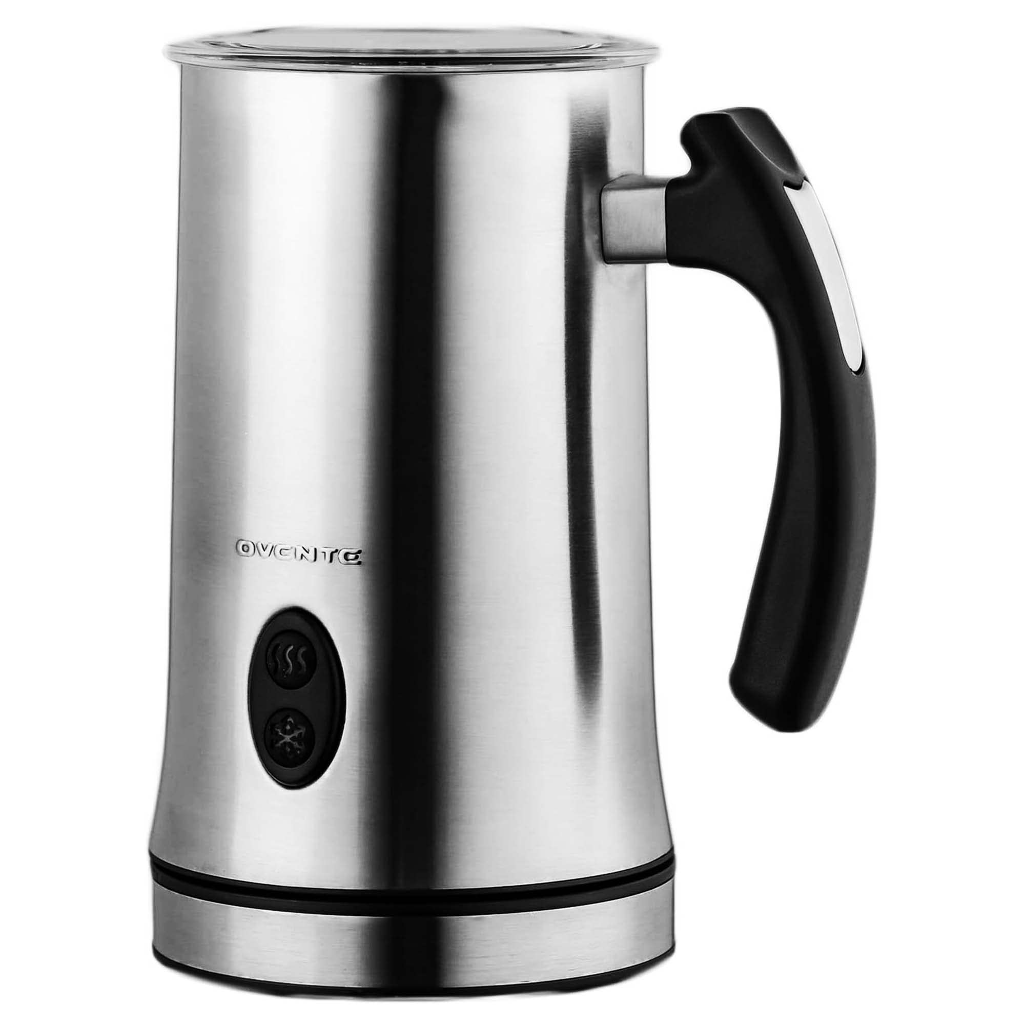 Ovente Electric Double Wall Insulated Non Stick Milk Frother and Steamer Hot & Cold 5 Ounce 10 Ounce Heated Capacity Warmer Whisker for Latte Cappuccino Espresso Coffee Hot Chocolate Chrome FR4810CH