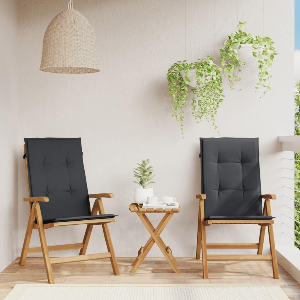 Sedie da giardino con cuscino, 2 pezzi, in legno massello teak, regolabili, pieghevoli, impermeabili, per balcone e terrazza, portata 110 kg